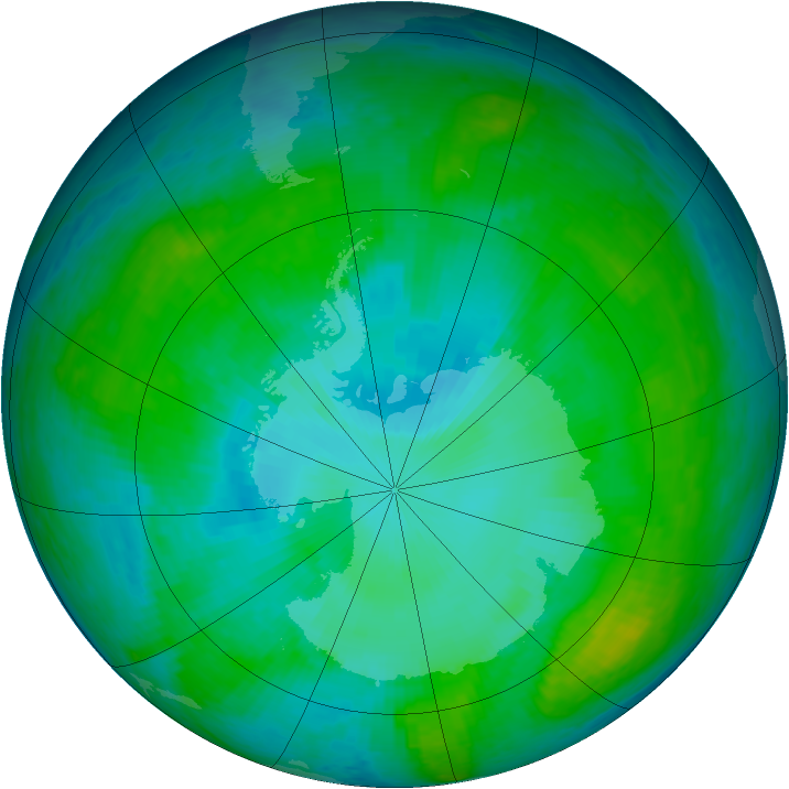 Antarctic ozone map for 12 January 2003
